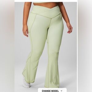 Fabletics Green and White Checked Flared Pants Size XL